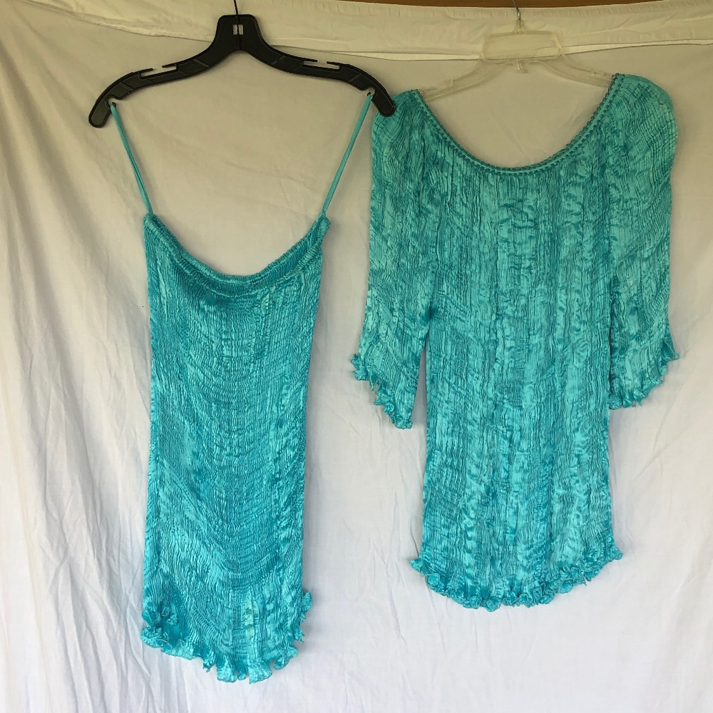 COPY - Vintage Patricia Lester Turquoise Silk Set